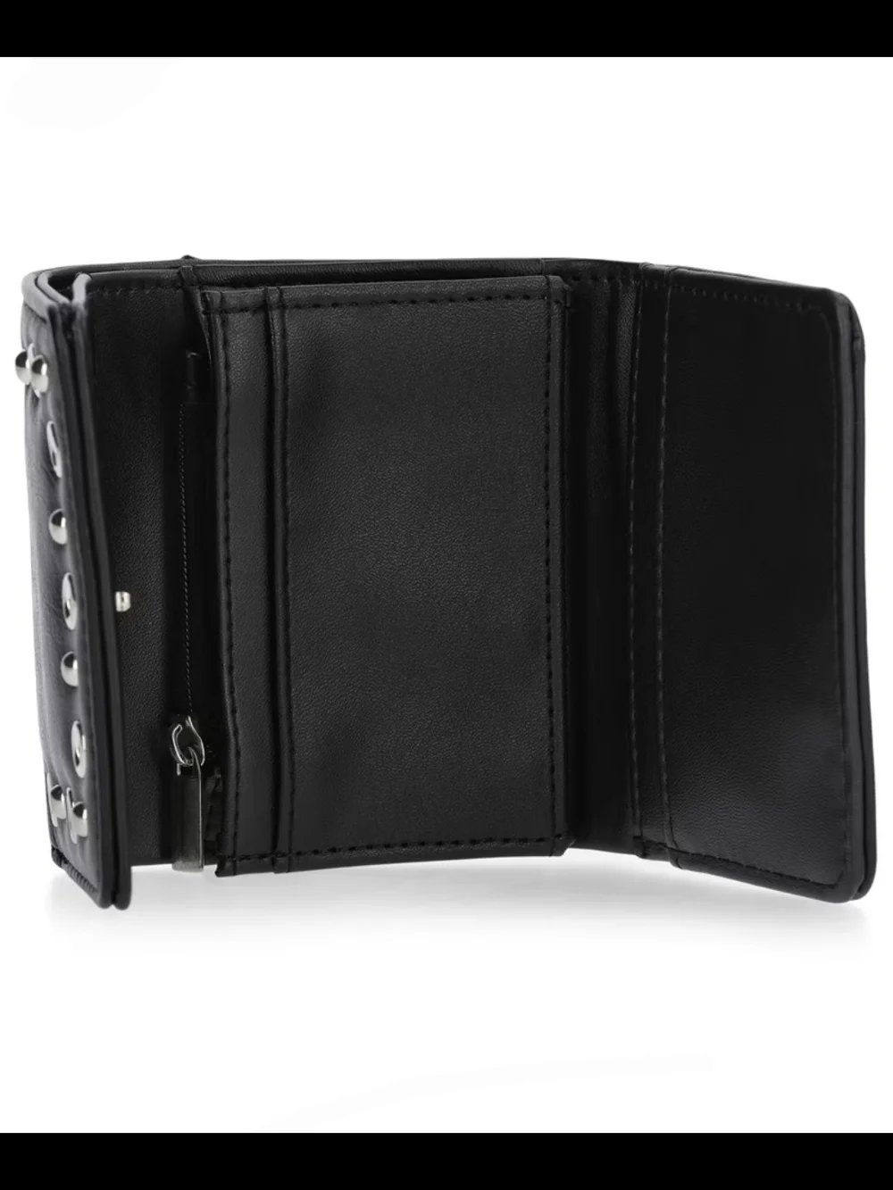 No Boundaries Women's Studded Moto Flap Wallet In Black NWT